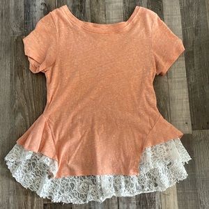 Free People Pink Lace Tee